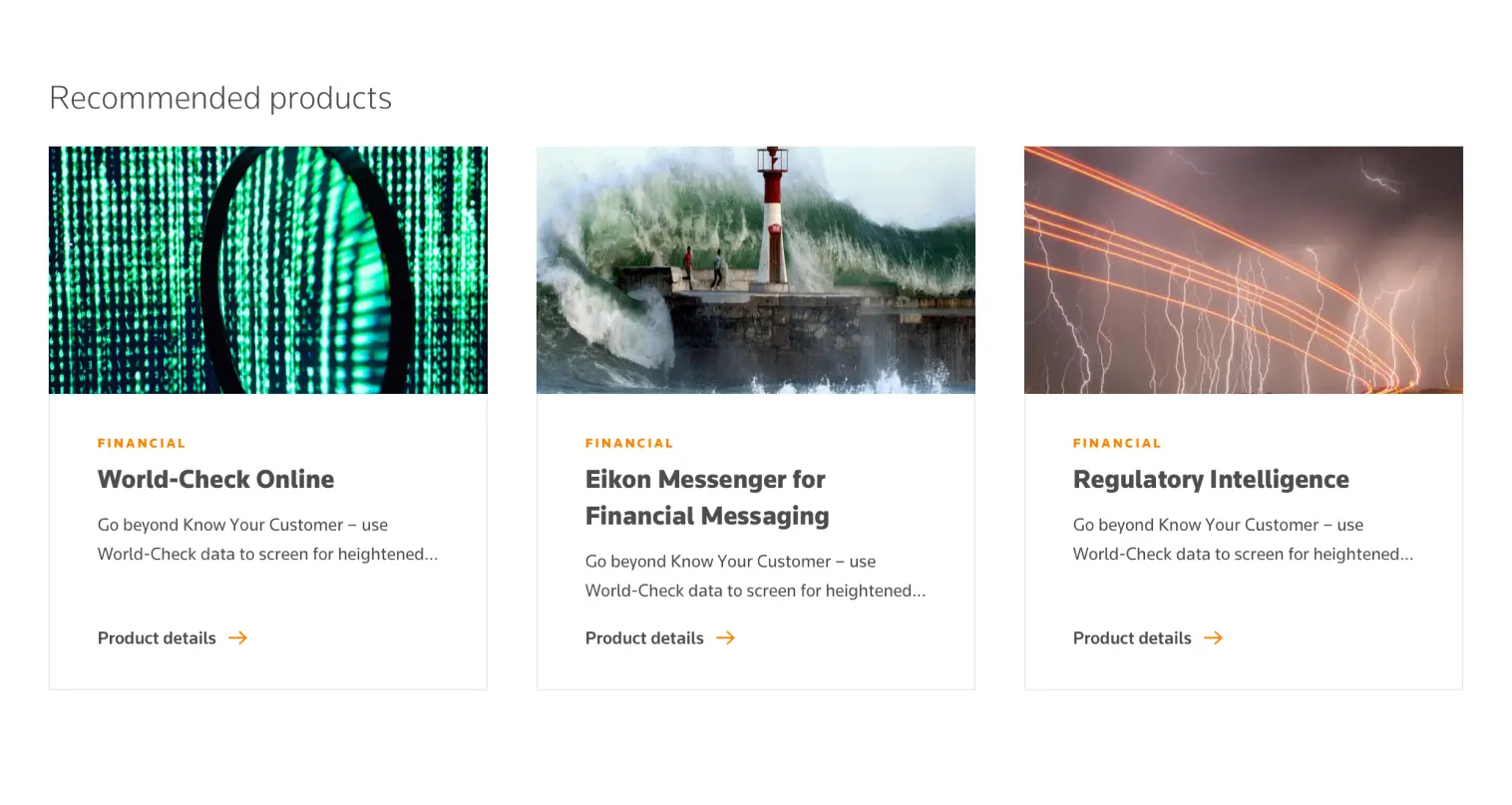 Dashboard, recommended products